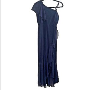 Alexa B Niles One Ruffled Shoulder Strap Mermaid-Style Maxi Formal Women Dress 6